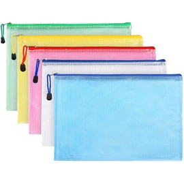 JMS® Plastic Wallets A4, 10 Pcs A4 Zip Lock Bags Document Wallet Document Folders Plastic Pockets with Zipper for School Office Homework Travel Storage Bags (Pack of 10)