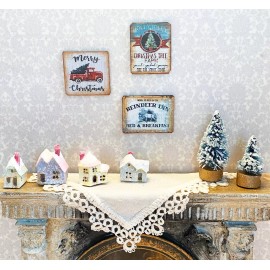 The Happy Little Home Dollhouse Miniature SET 3 discounted ART Christmas Red Pick up Reindeer Inn TREE