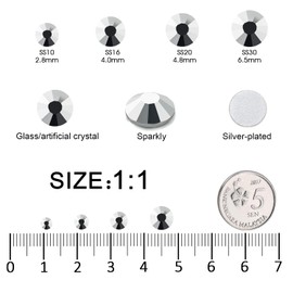 MEIBITE Flatback Rhinestones Bulk, 14400PCS Silver Rhinestones for Clothes DIY Decoration Crafts, Silver, SS20, 4.6-4.8mm