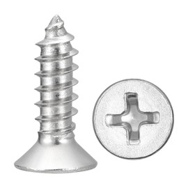 METALLIXITY Countersunk Phillips Wood Screw (#12x3/4) 25Pcs, 304 Stainless Steel Coarse Thread Phillips Drive Flat Head Wood Screws - for Furniture Installation Repair, Silver