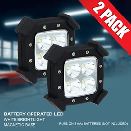 LED Magnetic Rugged Portable Puck Light 3.5" in 50 Lumens Per Light Rugged Casing for Versatility Indoor/Outdoor Mountable with Screws or Strong Magnet on Rear Two Level Brightness Tap Touch (2)