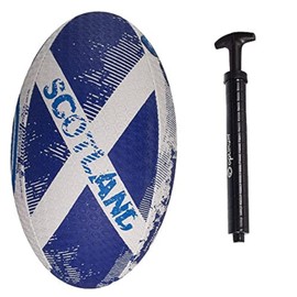 Optimum SCOTLAND National Rugby Ball- Iconic Style with Great Flight and Air Retention - Rubber Dimpled Surface for Enhanced Grip - 2-Ply 410g Ball - 4 - WITH PUMP