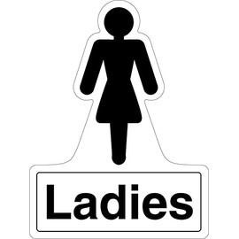 V Safety Shaped Safety Sign - Ladies Toilets - 150X200-1MM Rigid Plastic