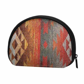 IBILIU Small Coin Purse Navajo Style Native American Style Southwest American Orange Grey Mini Wallet Coin Pouch Change Purse For Women Men Girls