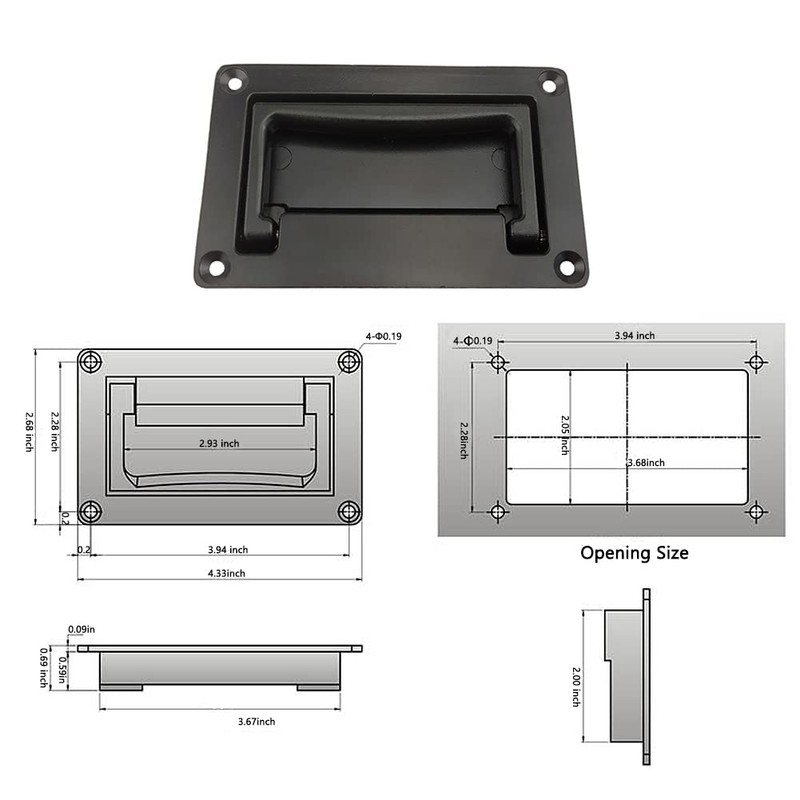 YUDTKK Zinc Alloy Recessed Pull Handle Container Handle Black Flush