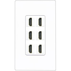 RiteAV HDMI Wall Plate 6 Port - 1 Gang [Screwless White]