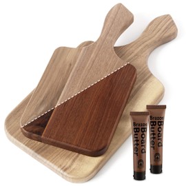 Brazos Home Dark Walnut Wood Cutting Board for Kitchen, 2 Pack, Chopping Board, Wood Cheese Board, Unseasoned, Includes Brazos Board Butter, Ideal for Serving or Chopping, Small and Medium Bundle