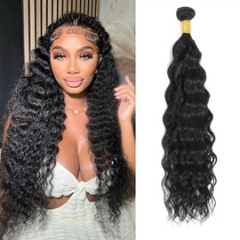 Quitoric Deep Wave Bundles Human Hair 1 Bundle 28 Inch Burmese Curly Bundles Human Hair Water Wave Human Hair Bundles Wet and Wavy Bundles Human Hair Double Weft Natural Wave Bundles Human Hair
