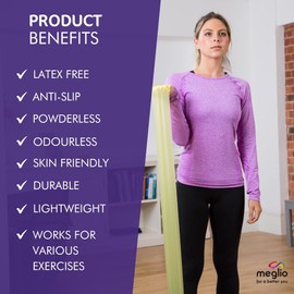 Meglio Resistance Bands for Men & Women - Latex Free Exercise Bands for Building Strength, Pilates Band for Fitness, Flexibility, Physiotherapy, Stretching & Yoga Bands | With Exercise Guide (2M)