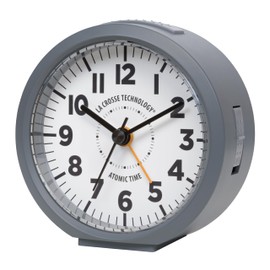 La Crosse Technology 617-710-INT 4-Inch Round Gray Atomic Analog Alarm Clock