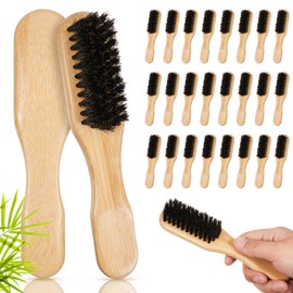 Weysat 24 Pack Boar Bristle Hair Brushes - Natural Wooden Handle Brushes for Thick Hair, Beard, Frizz Control, Pet Grooming, Smoothing Flyaways - Dual Use for Women, Men, Cat & Dog