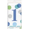 Blue Dots 1st Birthday Table Cover (137cm x 213cm) -