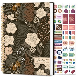 Aesthetic Budget Planner - Monthly Finance Planner with Expense Tracker, Undated Bill Organizer, Budget Notebook to Manage Your Finances, Account Budget Book with Colorful Pattern - Wild Rose