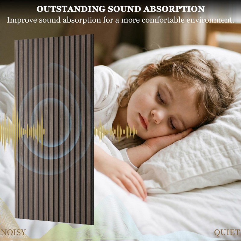 KERRAM 4-Pack Wood Veneer Acoustic Wall Panels Decorative Acoustical Panel