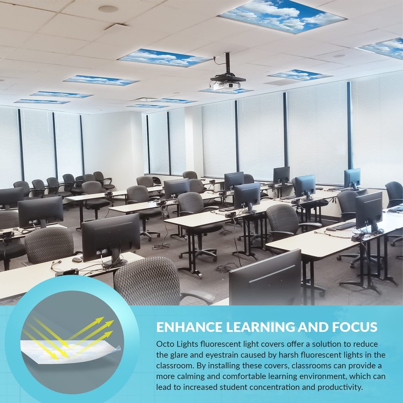 Fluorescent Light Cover for Classroom Ceiling Lights Clouds - Premium