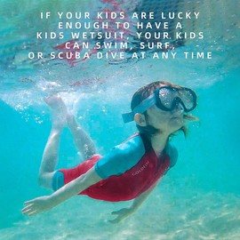 Goldfin Kids Wetsuits for Boys Girls, 2mm Toddler Shorty Wetsuit Youth Neoprene Suit Front Zip Keep Warm for Water Aerobics Diving Surfing Swimming