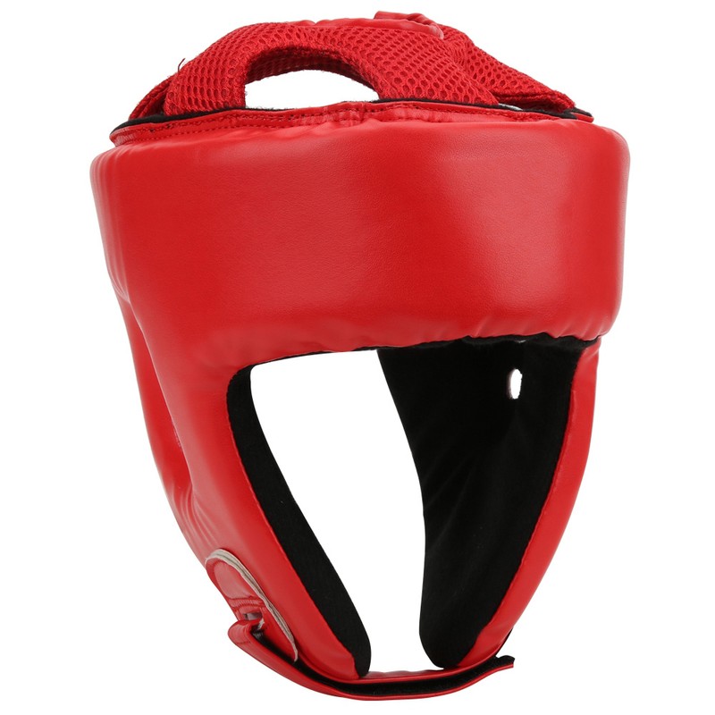 Boxing Helmet PU Leather Adjustable Head Guard Sanda Kickboxing Training