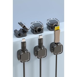 Magnetic Cable Organizer (6-Pack) – Adhesive Cord Clips for Desk, USB & Charging Cables – Reusable No-Drill Wire Holder, Compatible with iOS & Android Devices