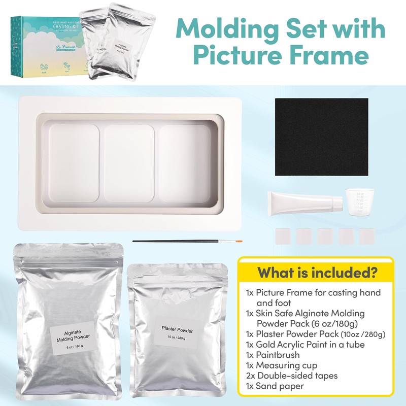 La Premura Baby Keepsake Hand Casting Kit with Shadow Box
