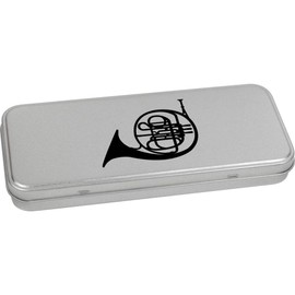 Azeeda 'French Horn' Metal Hinged Stationery Tin/Storage Box (TT00242914)