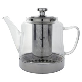 Café Olé Stovetop Teapot, Rust Resistant Stainless Steel Infuser and Base, Dishwasher Safe, 1L