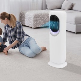 KOLHGNSE 3-in-1 Cooling Heating Fan, 1800W PTC Portable Air Conditioner Fans Remote Control with Humidifier, 3 Speeds 90° Oscillation, Quiet Floor Standing Fan for Bedroom Living Room (White)