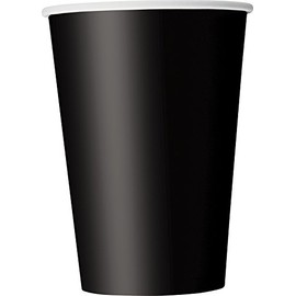Solid Black Paper Cups - 12 oz (Pack of 10) - Disposable Drinkware - Perfect For Parties, Events & Gatherings