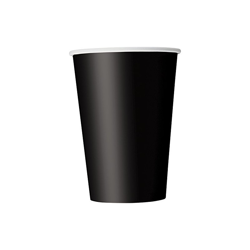 Solid Black Paper Cups - 12 oz (Pack of 10)
