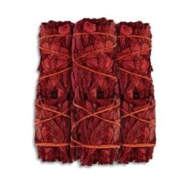 ESPOIR & AMOUR Dragon's Blood Sage - 3 Spiritual Sticks for Smudging, Healing and Ritual | Sustainably Harvested 4 Inch Red Sage Smudge Stick to Protect From Negativity