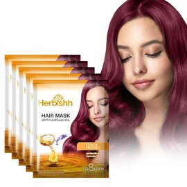 Herbishh Argan Hair Mask - Deep Conditioning & Hydration 25ml x 5 Pouches for Healthier, Nourished Hair | No Sulphates, No Parabens | Travel-Friendly Pack