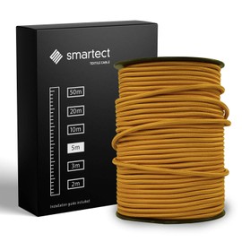 smartect Fabric Electric Cable, Gold, 5 Metre Vintage Lamp Cable, 3-Core (3 x 0.75 mm²), Power Cable, Covered in Fabric, for DIY Projects