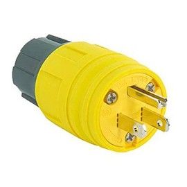 Legrand Pass & Seymour PS14W47CCV3 15 Amp Watertight Plug, Stgraight Blade, NEMA 4X/6P, 5-15P, Yellow (1 Count)