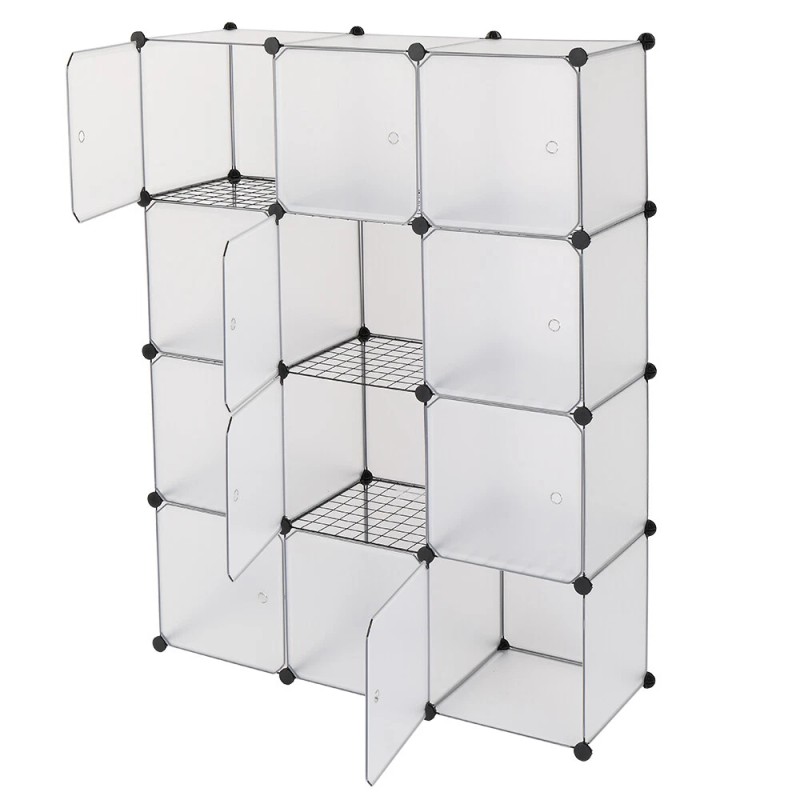 4-Tier Closet Storage Cabinet - 12-Cube, Modular & Matte ​Wardrobe