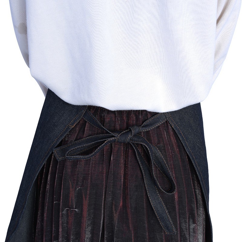 Denim Apron Baker Kitchen Restaurant Coffee Work Uniform with Front