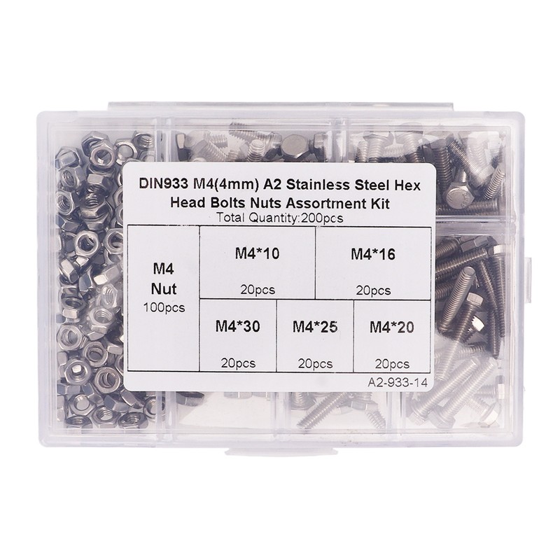 200PCS Hex Bolts Screw 304 Stainless Steel Anti Oxidation Metric