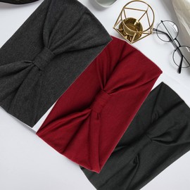 Wide Headbands for Women,3 Pcs Ladies Fashion Head Bands Boho Floral Print Knot Elastic Hair Bands Running Yoga Head Wrap Hairbands