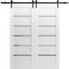 SARTODOORS Sliding Double Barn Doors | Quadro 4117 White Silk