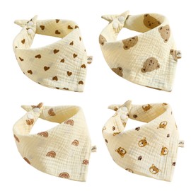 QhgPnt 4pcs Baby Bibs, Dribble Bibs, Baby Bib, Newborn Bib For Comfortable Kids, Soft And Absorbent With Adjustable Snaps, Multicolor For Unisex Boys Girls