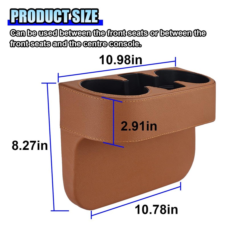 ZIMISI Car Cup Holder, PU Leather Auto Front Console Gap