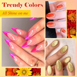 MEET ACROSS Gel Nail Polish Set, 6 Colors Cat Eye Shimmer Collection, 7ml/0.24fl.oz Each, UV LED Soak Off (Set-18, 6pcs)