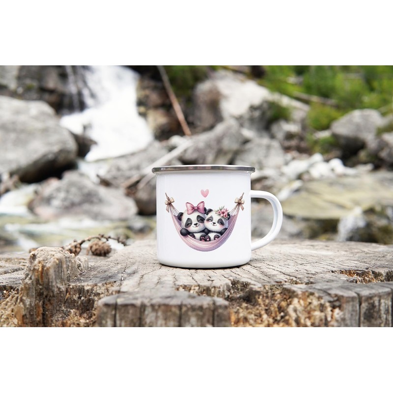 MAXIKIWI Langlebige Emaille-Kaffee- oder Tee-Camping-Tasse für drinnen und draußen, entzückende