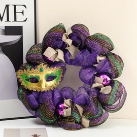 Mardi Gras Wreaths for Front Door 18 Inch Mardi Gras Wreath Decorations Purplae Yellow Mask Mardi Gras Garland
