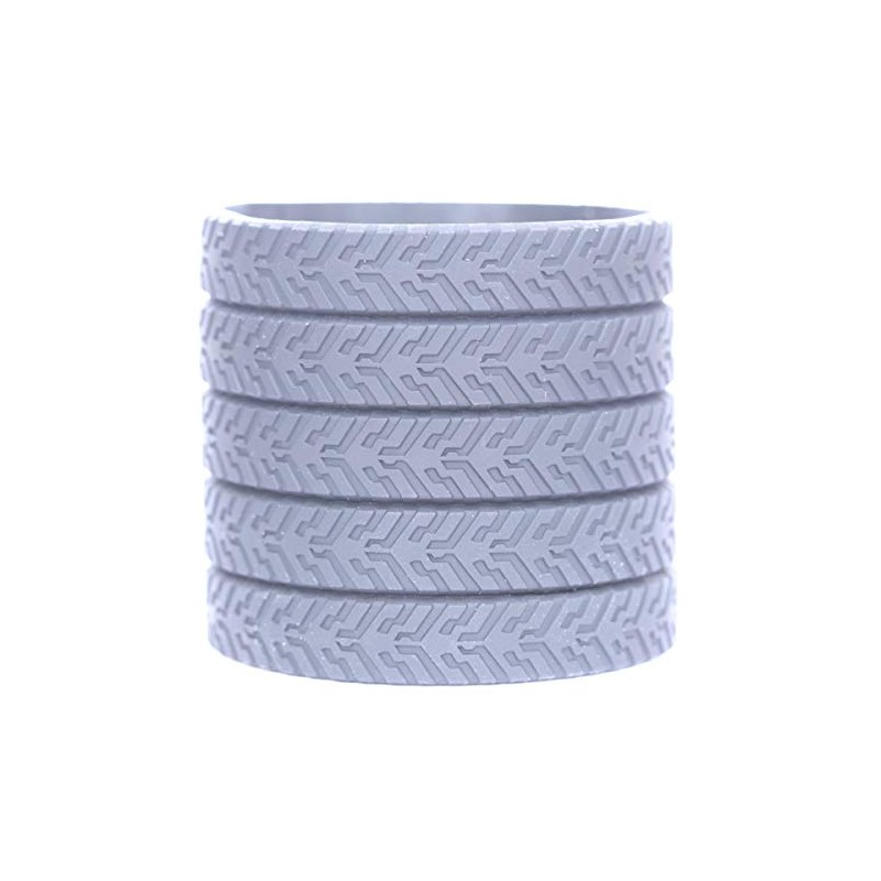 5 Gray Tire Tread Silicone Wristbands