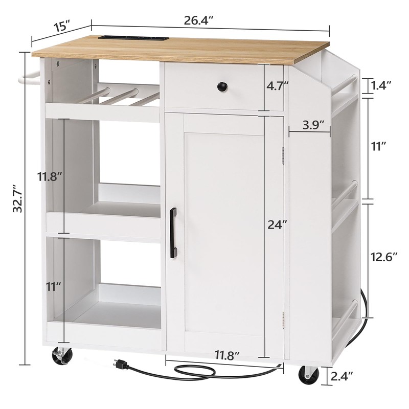 MAHANCRIS Kitchen Island with Power Outlet, Kitchen Storage Island with