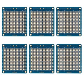 QEBIDUM Mini Breadboard Solderable Protoboard for DIY Electronic, PCB Prototype Board Suit for Arduino Projects, Double Sided Perma-Proto Boards Gold-Plated Pad Easy to Solder (6 Blue Pack)