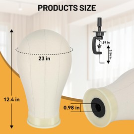 Yekavo Wig Stand with Head, Height Adjustable Tripod Stand 62", Wig Head Stand with Canvas Block Mannequin Head, Include Table Clamp Stand, Wig Caps, T Pins for Wigs Styling, Making & Display