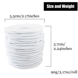 2mm Elastic Cord, QBJAYTY 42m Black and White Elastic Cord Stretchy Stretch String for Bracelets, Necklaces, Sewing, Journals Notebooks Binding, White 2 Rolls