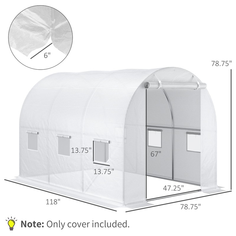 Outsunny 9.8' x 6.6' x 6.6' Plastic Greenhouse Cover Replacement,