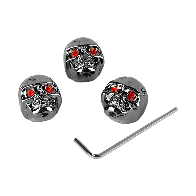 3Pcs Electric Guitar Skull Knobs Metal Volume Tone Head Cap