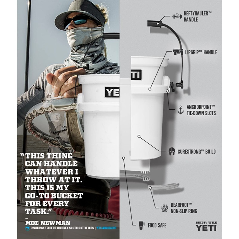 YETI Loadout 5-Gallon Bucket, Impact Resistant Fishing/Utility Bucket, Seafoam